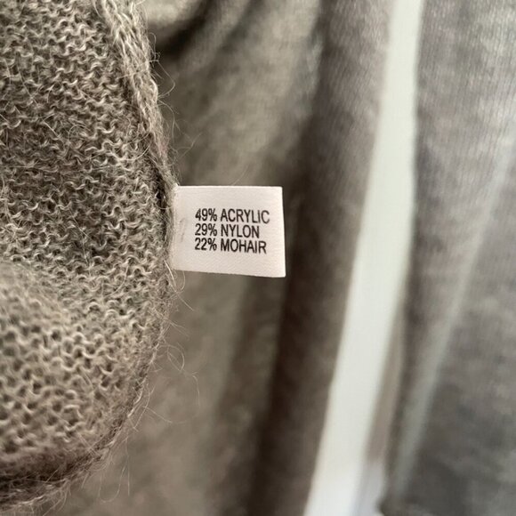 Talbots Open Cardigan Sweater Attached Scarf Grey Size S/M - Picture 7 of 7